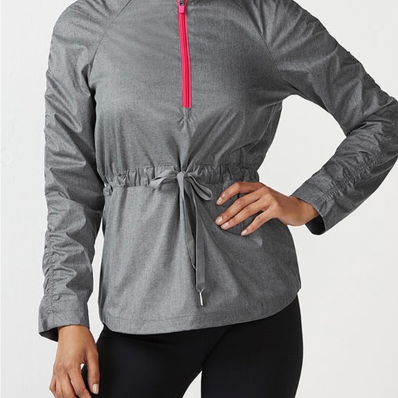 Fabletics Danielle Gray Heather Hot Pink Women’s Windbreaker Jacket Size XXL - Picture 2 of 9